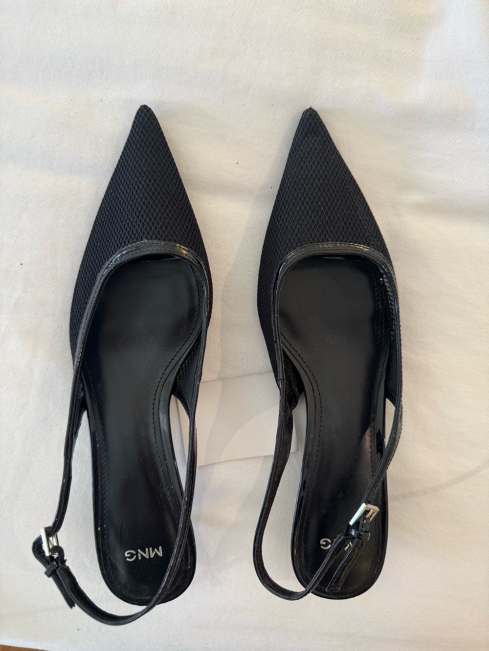 Mango Black Pointed Slingback Heels